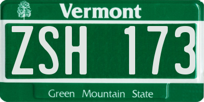 VT license plate ZSH173