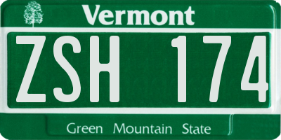 VT license plate ZSH174