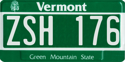 VT license plate ZSH176
