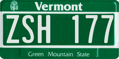 VT license plate ZSH177