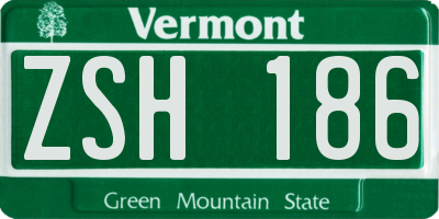 VT license plate ZSH186