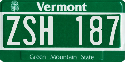 VT license plate ZSH187