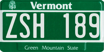 VT license plate ZSH189