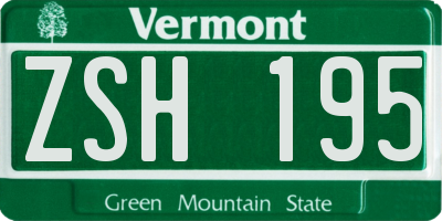 VT license plate ZSH195