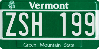 VT license plate ZSH199