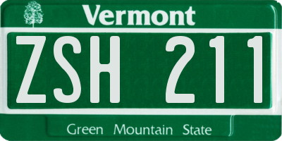 VT license plate ZSH211