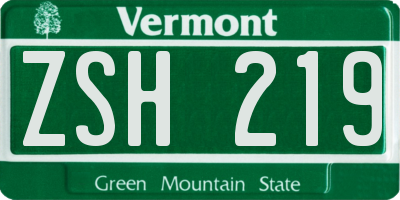 VT license plate ZSH219