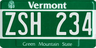 VT license plate ZSH234