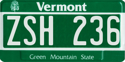 VT license plate ZSH236