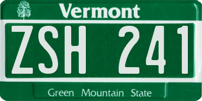 VT license plate ZSH241