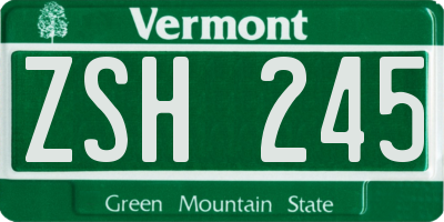 VT license plate ZSH245