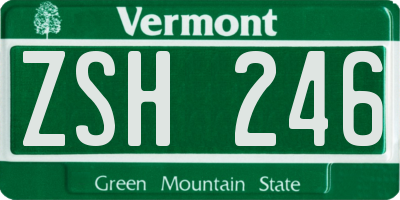 VT license plate ZSH246