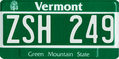 VT license plate ZSH249