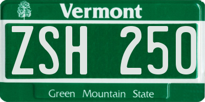 VT license plate ZSH250