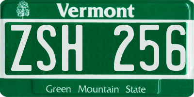 VT license plate ZSH256