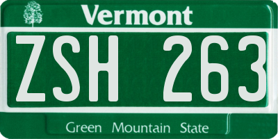 VT license plate ZSH263