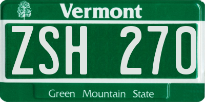 VT license plate ZSH270