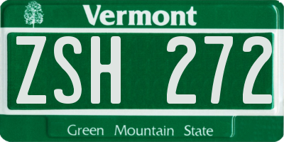 VT license plate ZSH272