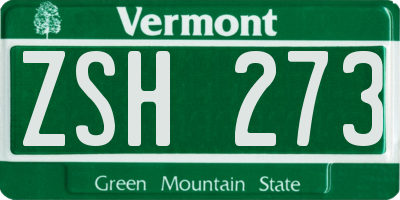 VT license plate ZSH273