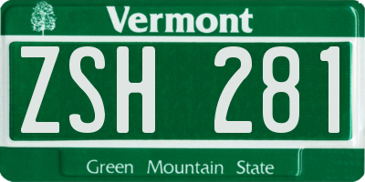 VT license plate ZSH281