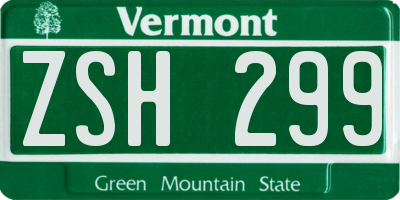 VT license plate ZSH299