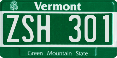 VT license plate ZSH301