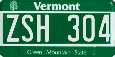 VT license plate ZSH304