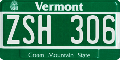VT license plate ZSH306