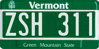 VT license plate ZSH311