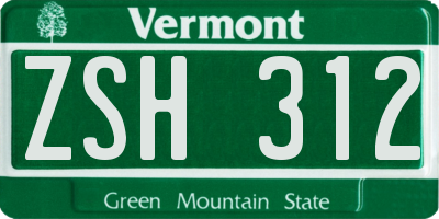 VT license plate ZSH312