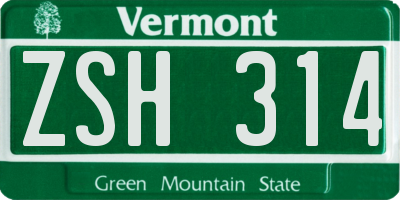 VT license plate ZSH314