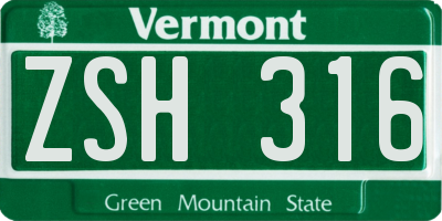 VT license plate ZSH316