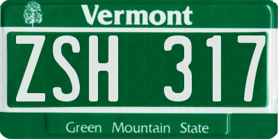 VT license plate ZSH317