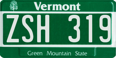 VT license plate ZSH319