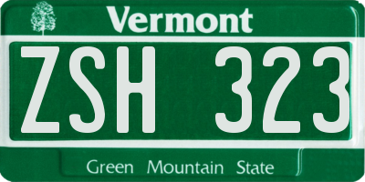 VT license plate ZSH323