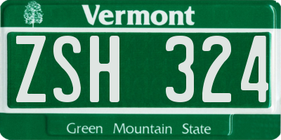 VT license plate ZSH324