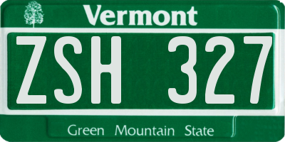VT license plate ZSH327