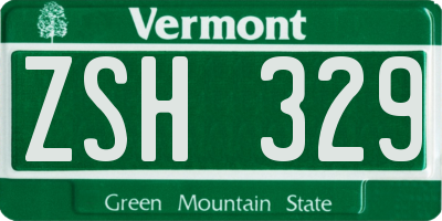 VT license plate ZSH329