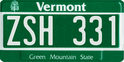 VT license plate ZSH331