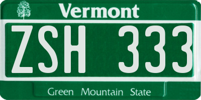 VT license plate ZSH333