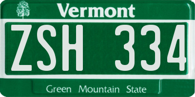 VT license plate ZSH334