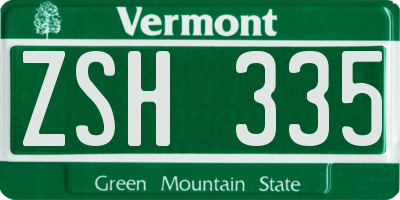 VT license plate ZSH335
