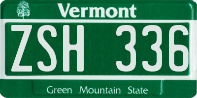 VT license plate ZSH336
