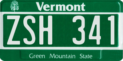 VT license plate ZSH341