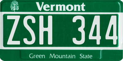 VT license plate ZSH344