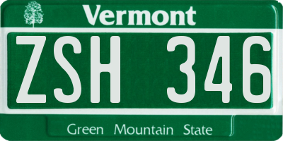VT license plate ZSH346