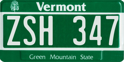 VT license plate ZSH347
