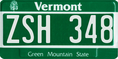 VT license plate ZSH348
