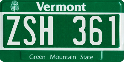 VT license plate ZSH361