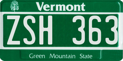 VT license plate ZSH363